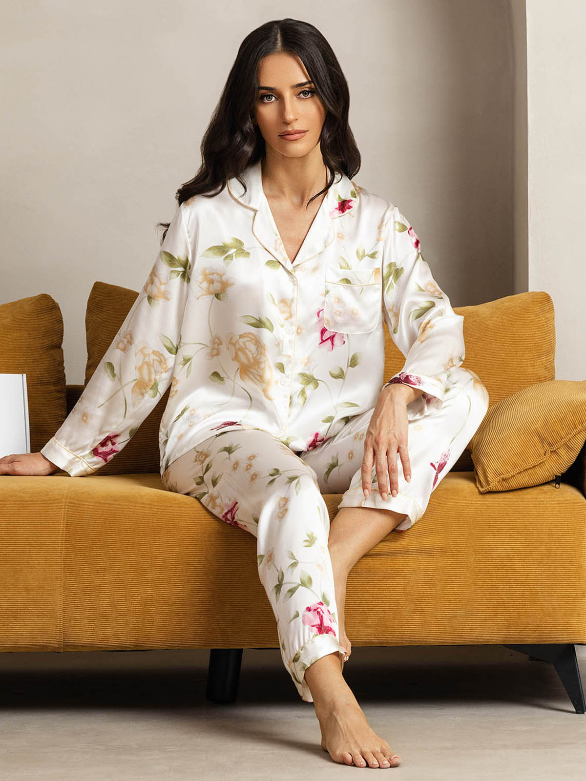 [Elfenbensblomst] SilkSilky-DK Womens Pajamas 004