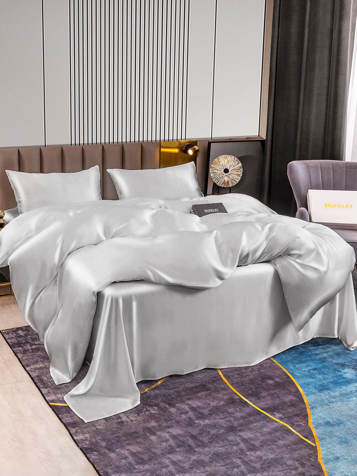[Sølv] SilkSilky-DK 22Momme Bedding Set 004