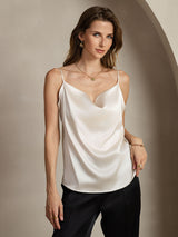 [Lysegrå] SilkSilky-DK Spaghetti Strap Cowl Neck Camisole Top 001