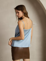 [Gråblå] SilkSilky-DK Spaghetti Strap Cowl Neck Camisole Top 002