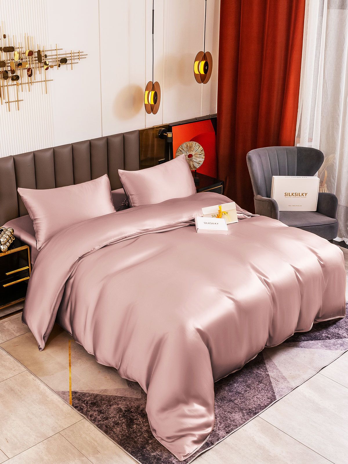 [Bleg Mauve] SilkSilky-DK 19Momme Bedding Set 004