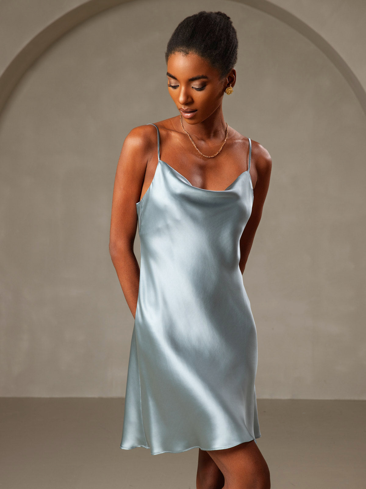 [Gråblå] SilkSilky-DK Dress 005