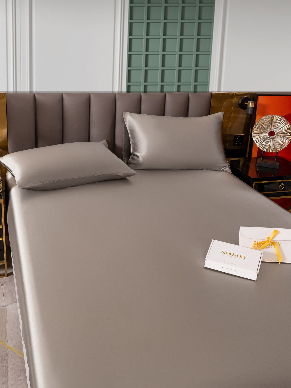 [Grå] SilkSilky-DK 25Momme Bedding Set 003