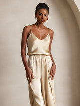 [Champagne] SilkSilky-DK Spaghetti Strap V Neck Camisole Top 001