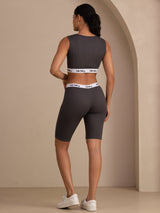 [Grå] SilkSilky-DK Sleeveless Crew Neck Women's Outfit Sets 002
