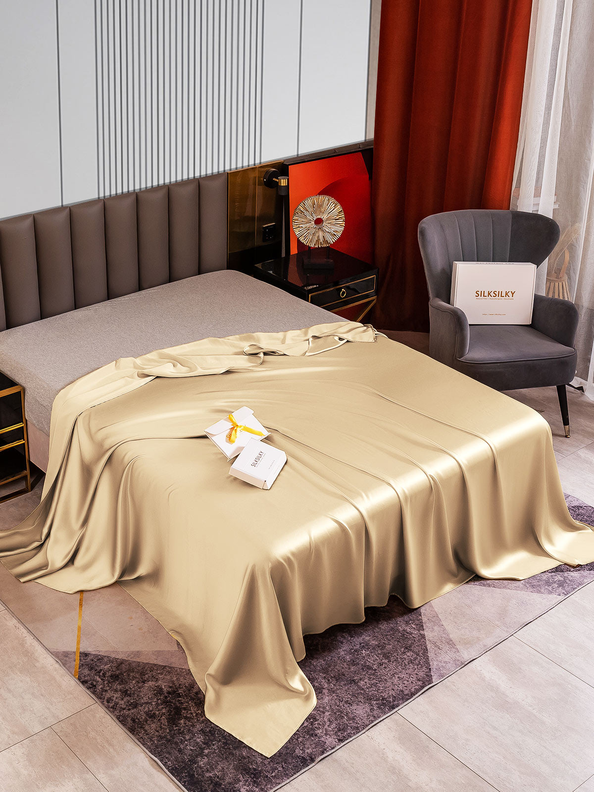 [Beige] SilkSilky-DK 22Momme Sheet 002