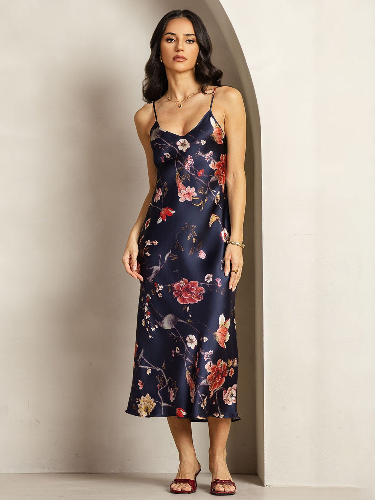 [MarineBlomster] SilkSilky-DK 19Momme Silke Dress 001