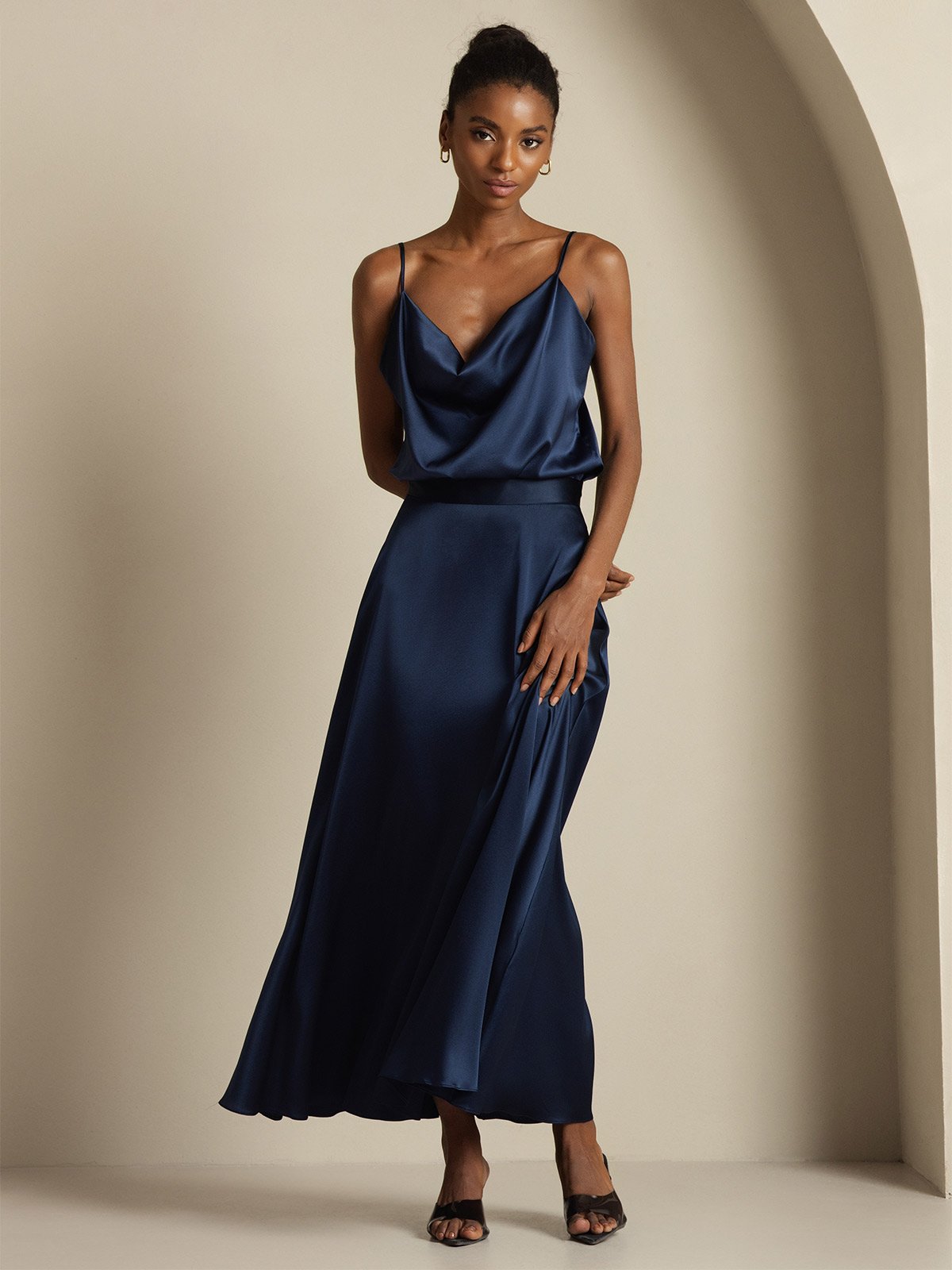 [Mørkeblå] SilkSilky-DK 19Momme Silke Womens Outfit Sets 004,