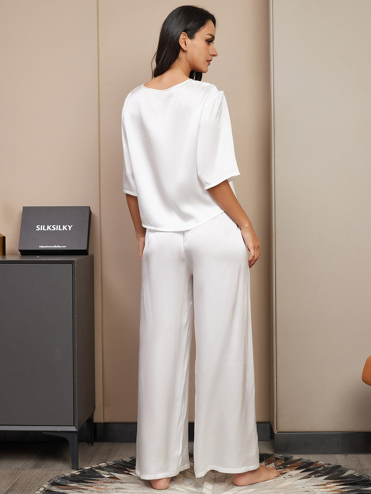 [Hvid] SilkSilky-DK Womens Pajamas 002,