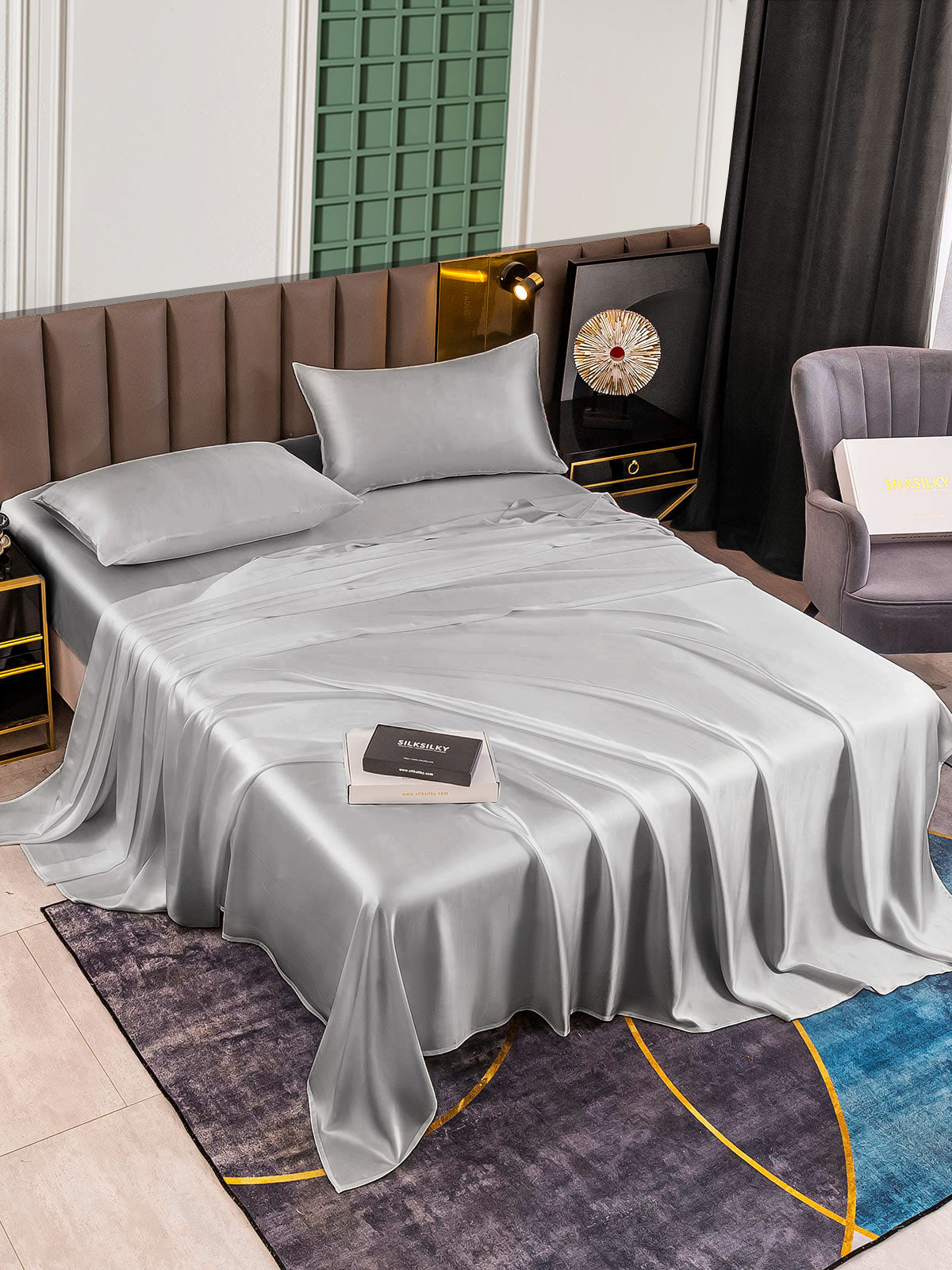 [Sølv] SilkSilky-DK 25Momme Bedding Set 002