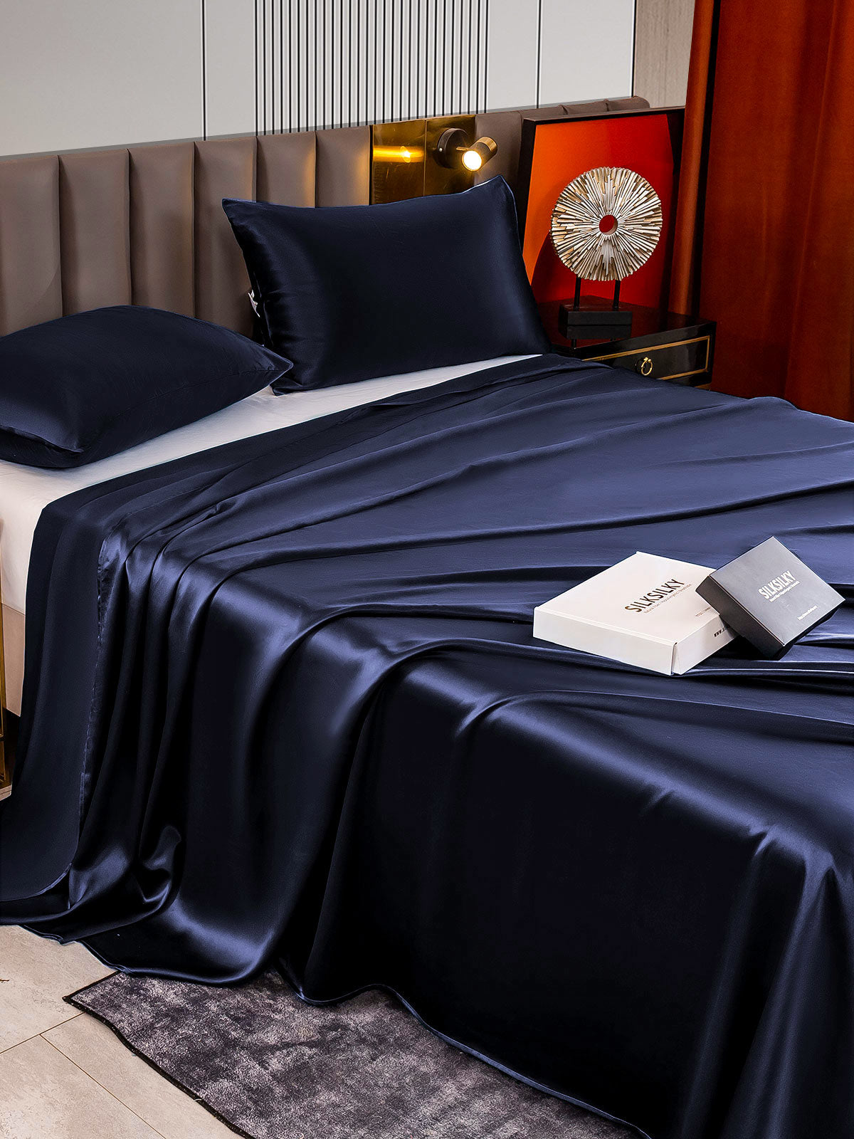 [Mørkeblå] SilkSilky-DK 22Momme Bedding Set 004
