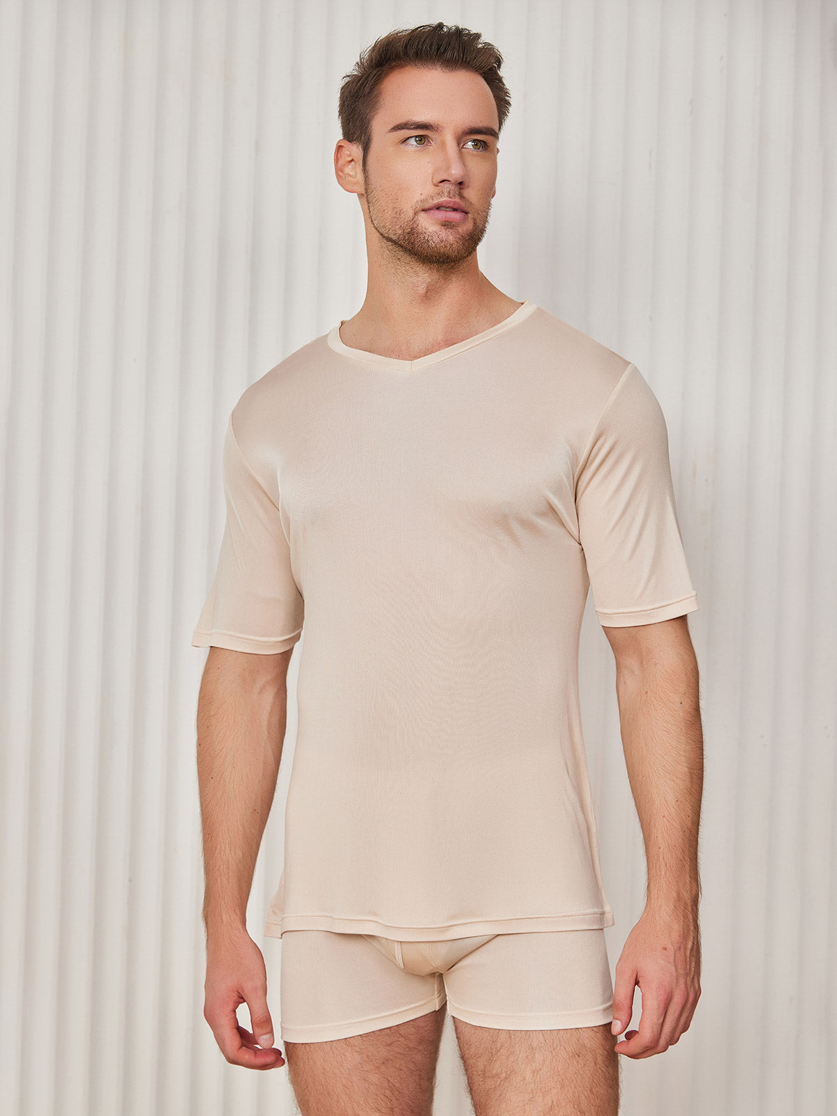 SilkSilky-DK Mens T-Shirt Beige 003