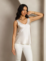[Lysegrå] SilkSilky-DK Sleeveless V Neck Camisole Top 007