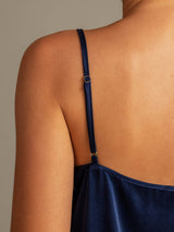 [Mørkeblå] SilkSilky-DK 19Momme Silke Spaghetti Rem Camisole Set 004