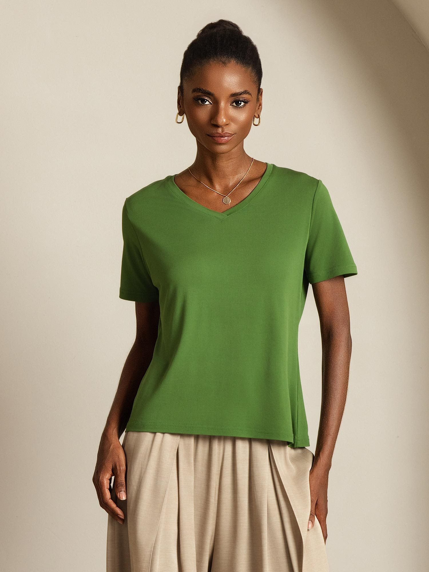 [Grøn] SilkSilky-DK Silke Womens T-Shirt 008