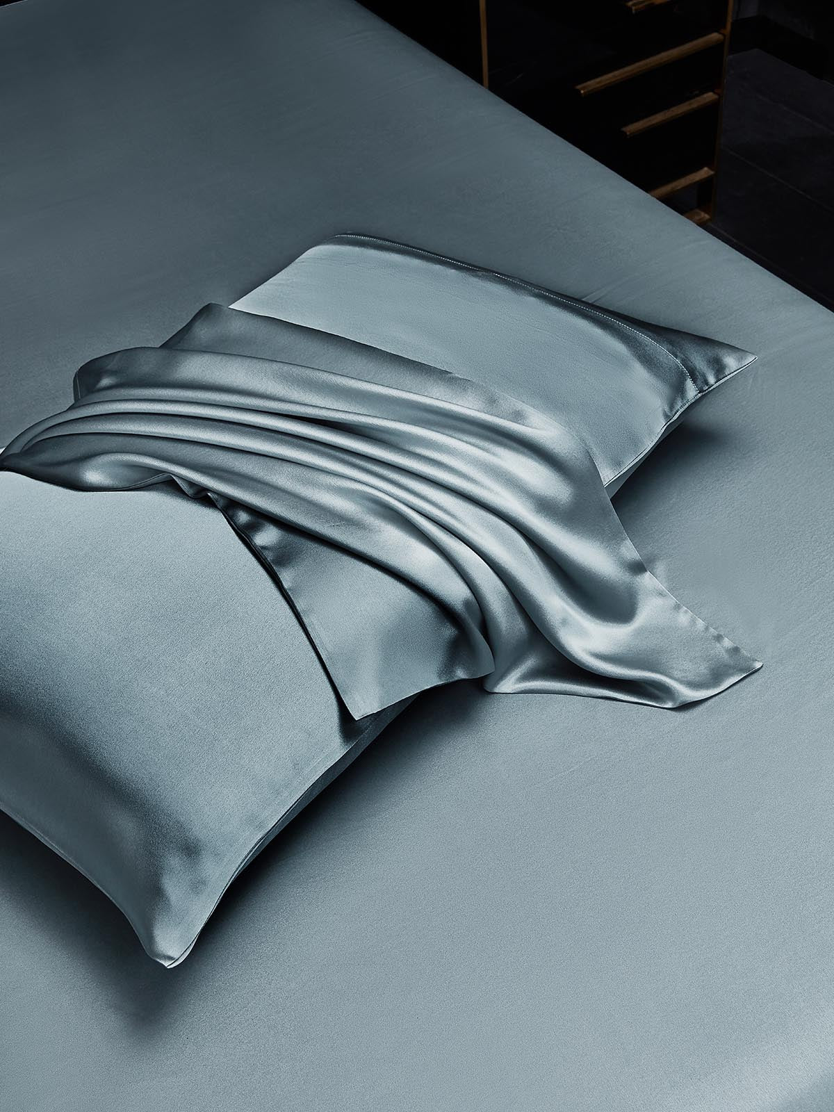[Gråblå] SilkSilky-DK 22Momme Pillowcase 003