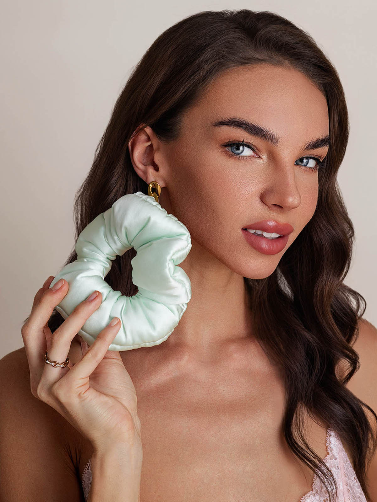 [Mintgrøn] SilkSilky-DK Silke Scrunchie 003