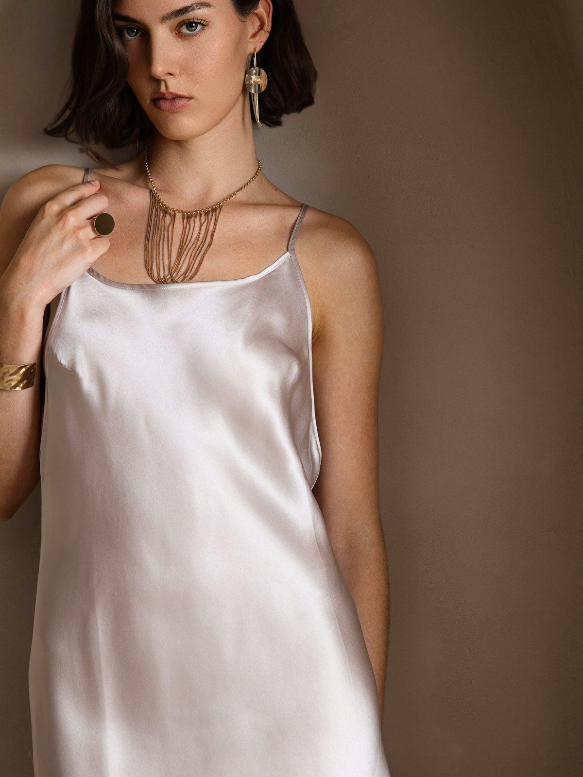 [Beige] SilkSilky-DK Dress 005