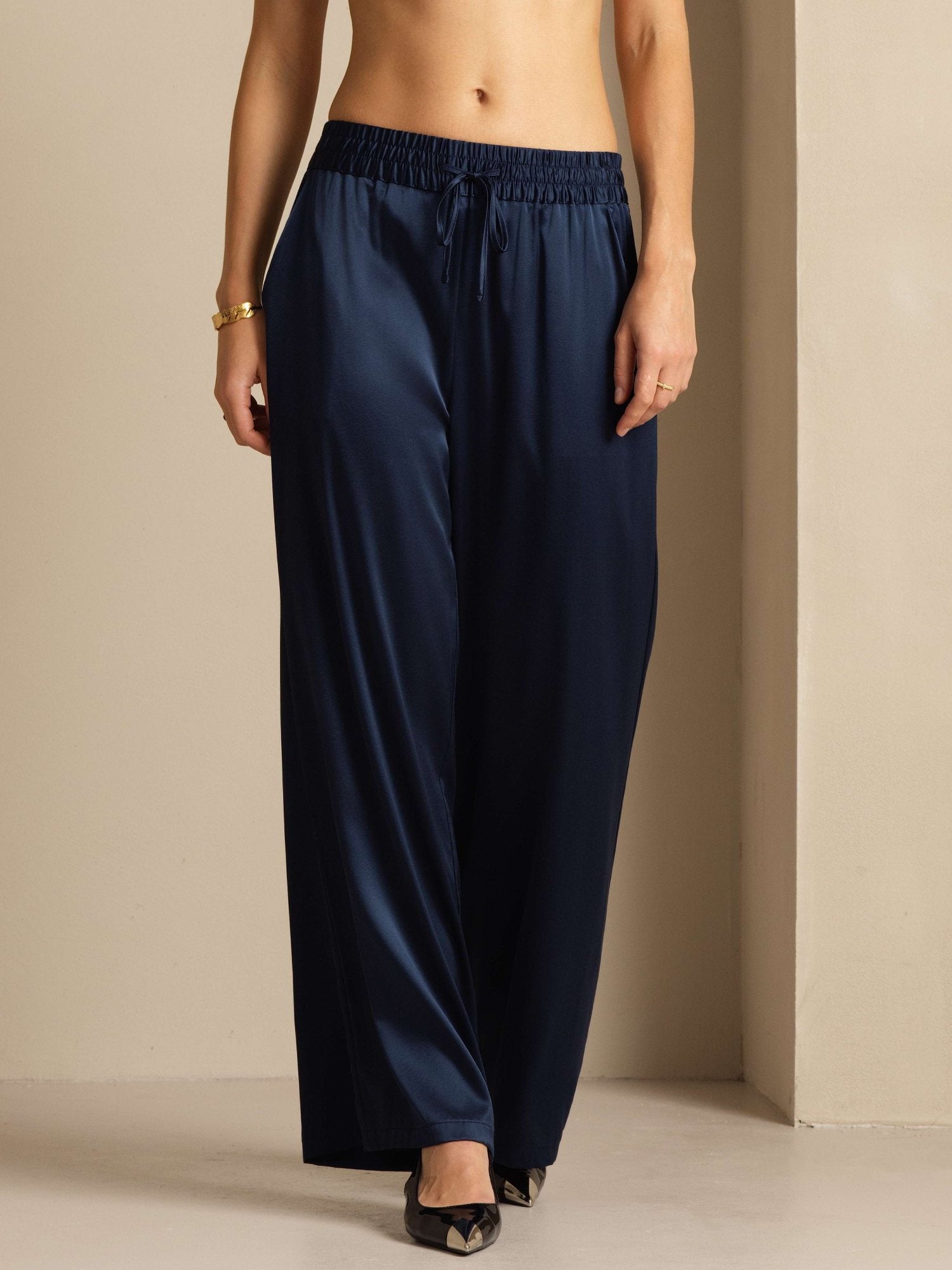 [Mørkeblå] SilkSilky-DK 19Momme Womens Pants 003