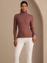 [Kameorose] SilkSilky-DK Long Sleeve Turtle Neck T-shirt til kvinder 004