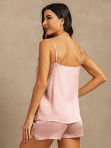 [Ferskenhud] SilkSilky-DK 19Momme Silke Spaghetti Rem Camisole Set 002