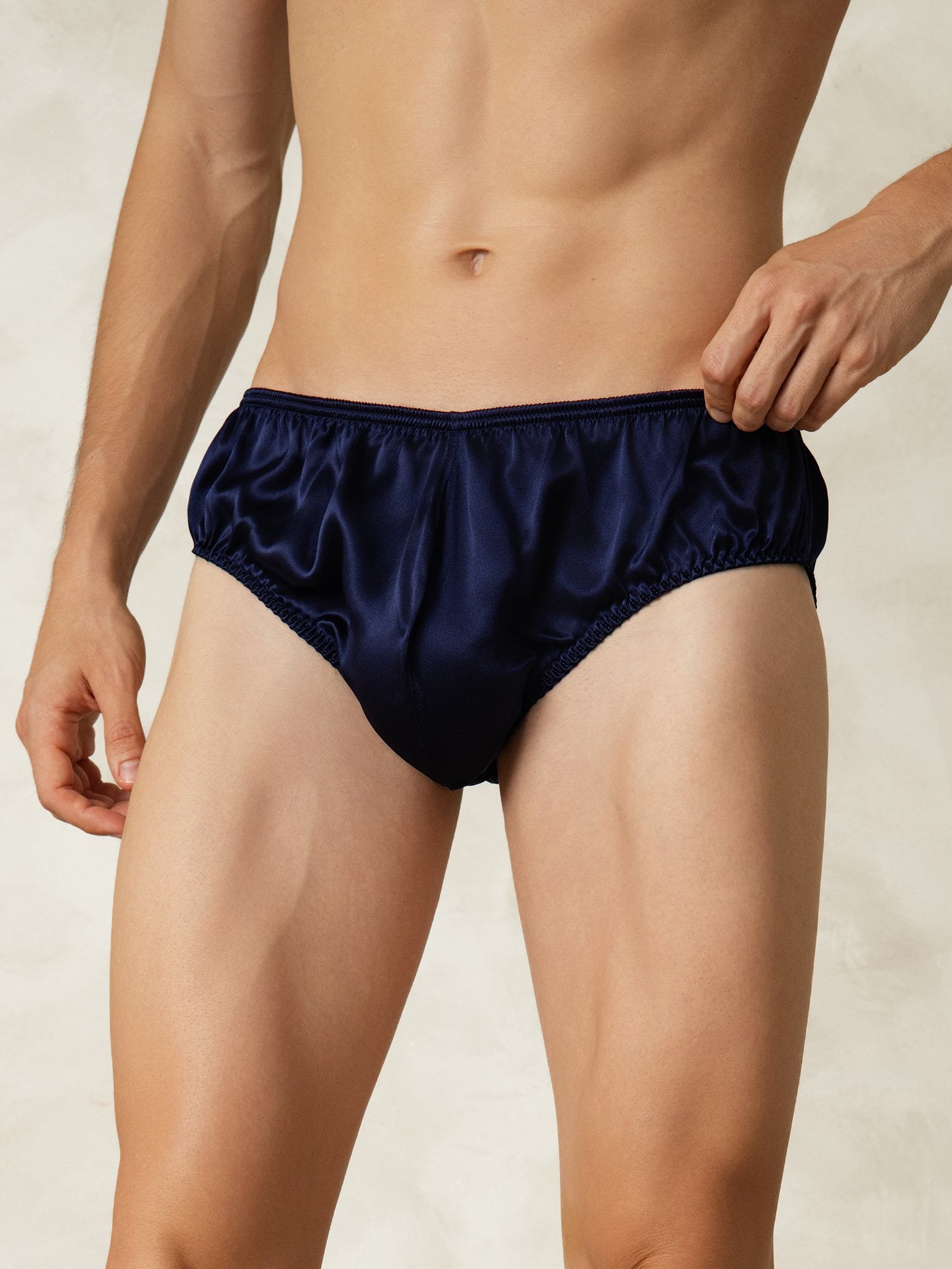 [Mørkeblå] SilkSilky-DK Silke Mens Underwear 001