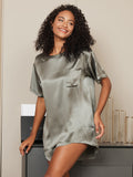 SilkSilky-DK-Pure-Silk-Short-Sleeve-Round-Neck-Dame-Pyjamas-Grågrøn-003