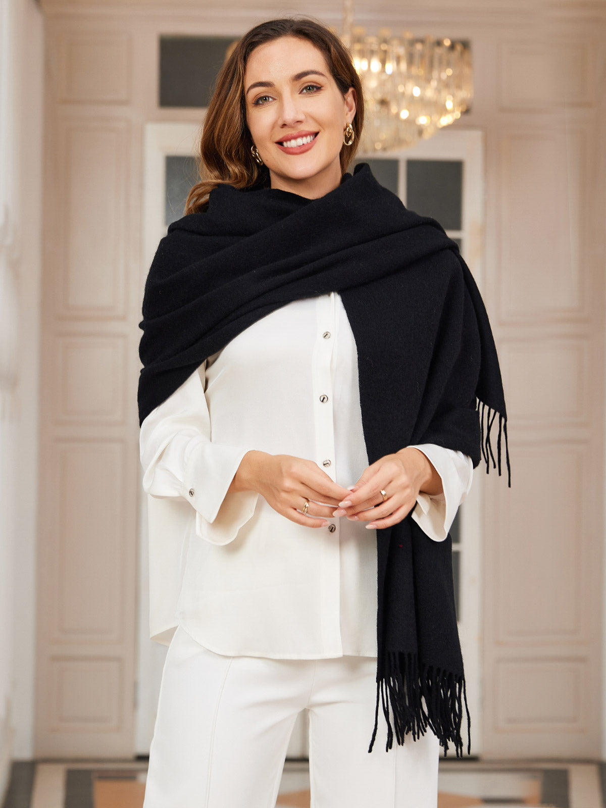 [Sort] SilkSilky-DK Uld Halstørklæde 003