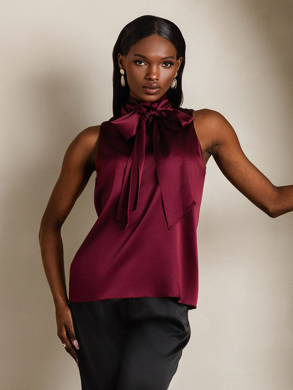 SilkSilky-DK 19Momme Silke Womens Shirt Mørkerød 003