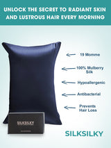 [Mørkeblå] SilkSilky-DK 19Momme Pillowcase 003