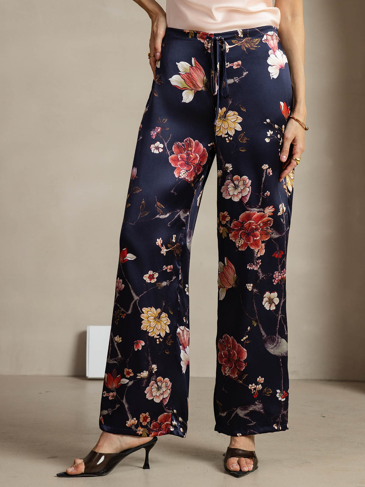 [Marine Blomster] SilkSilky-DK 19Momme Silke Womens Pants 001