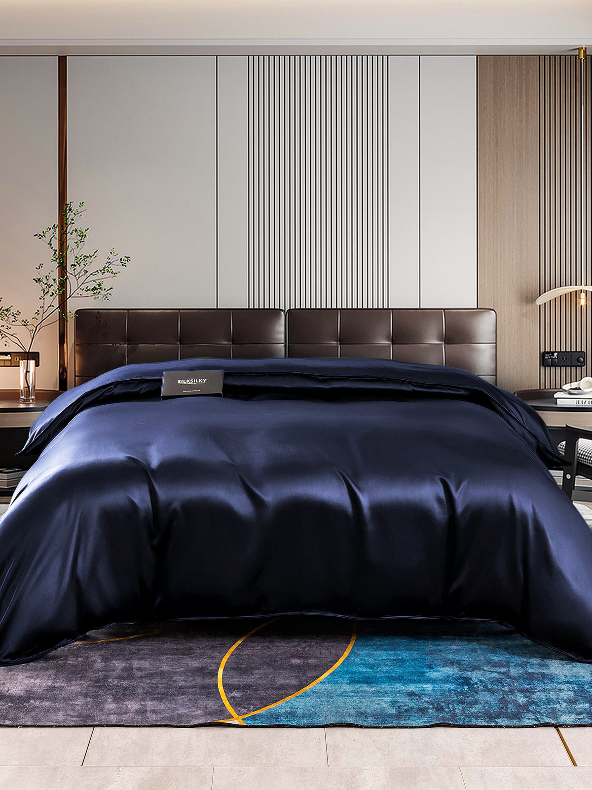 [Mørkeblå] SilkSilky-DK 22Momme Duvet Cover 001