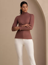 [Kameorose] SilkSilky-DK Long Sleeve Turtle Neck T-shirt til kvinder 005