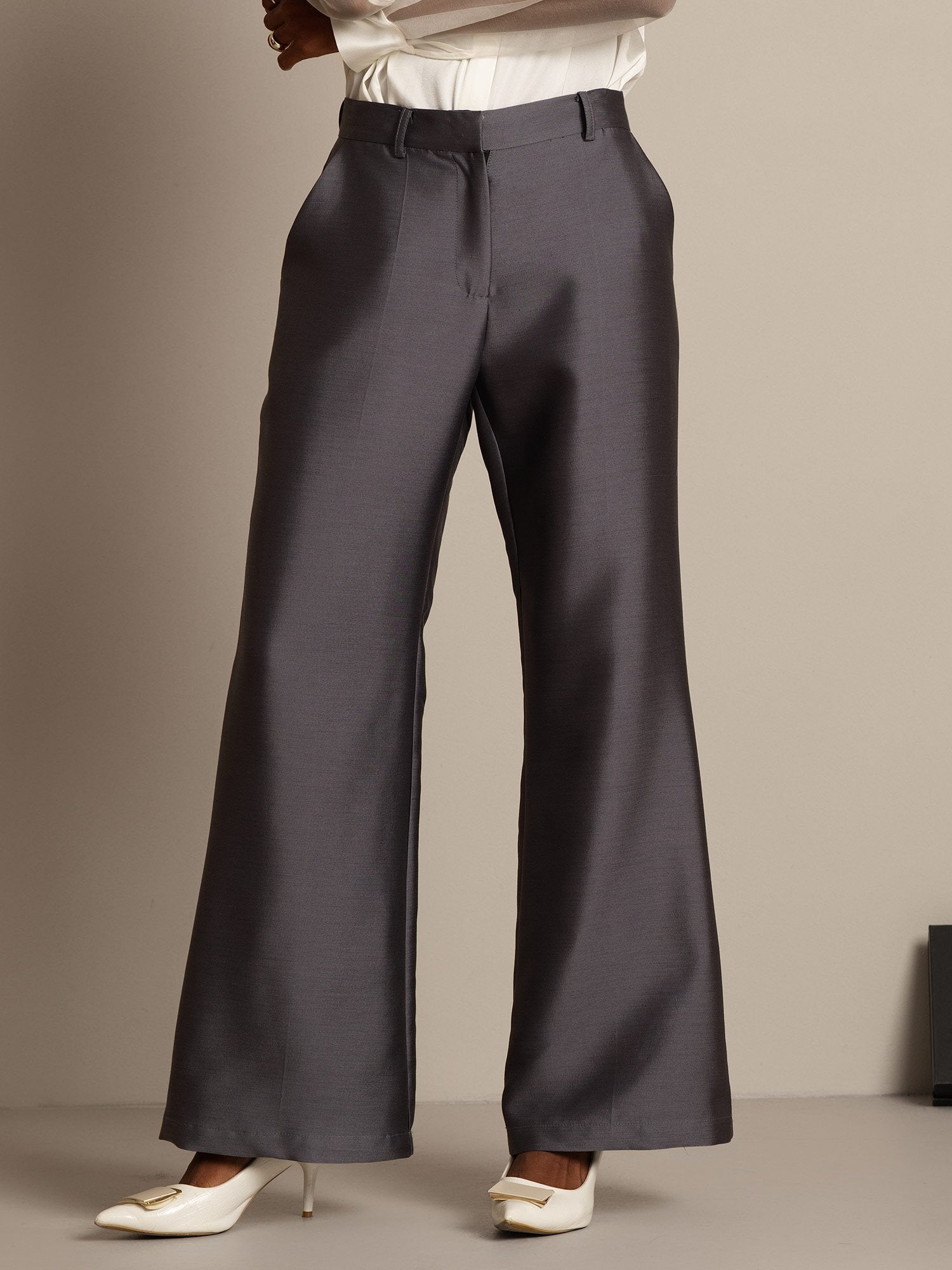 [Grå] SilkSilky-DK 32Momme Silke Womens Pants 007,