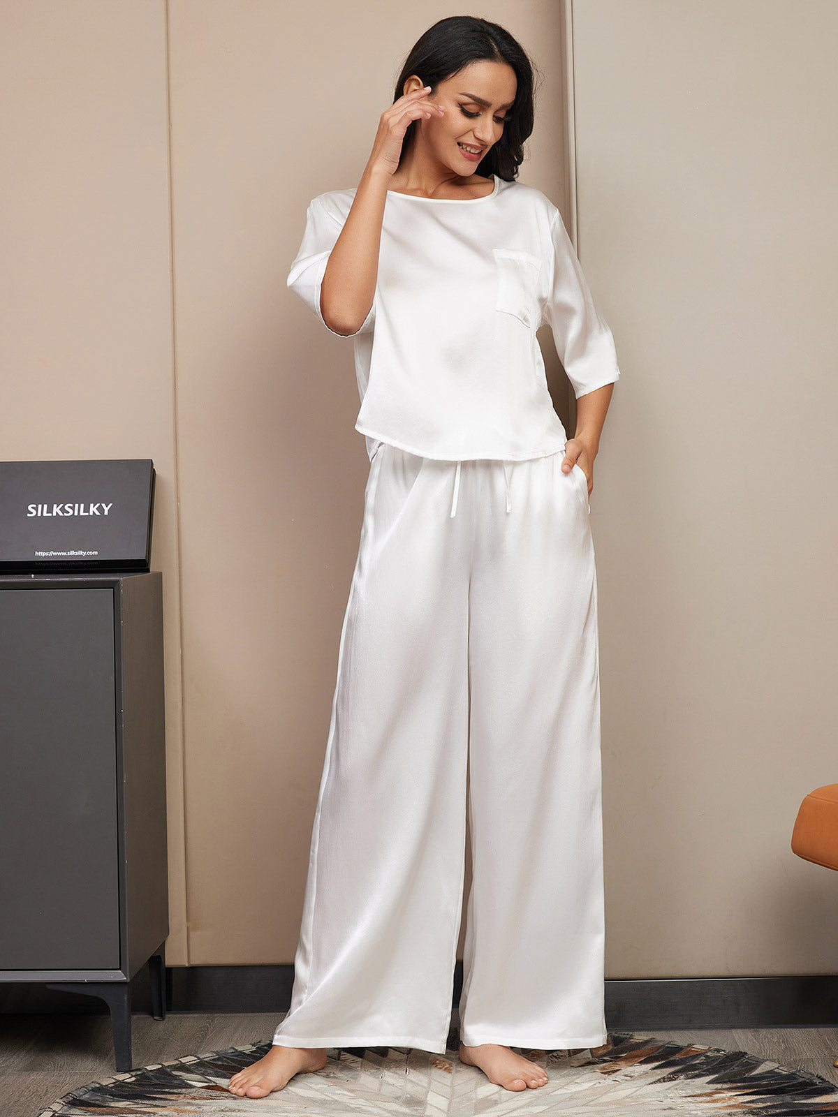 [Hvid] SilkSilky-DK Womens Pajamas 004,