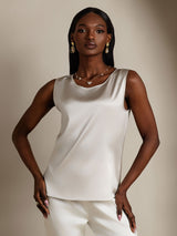 [Lysegrå] SilkSilky-DK Sleeveless Round Neck Camisole Top 001