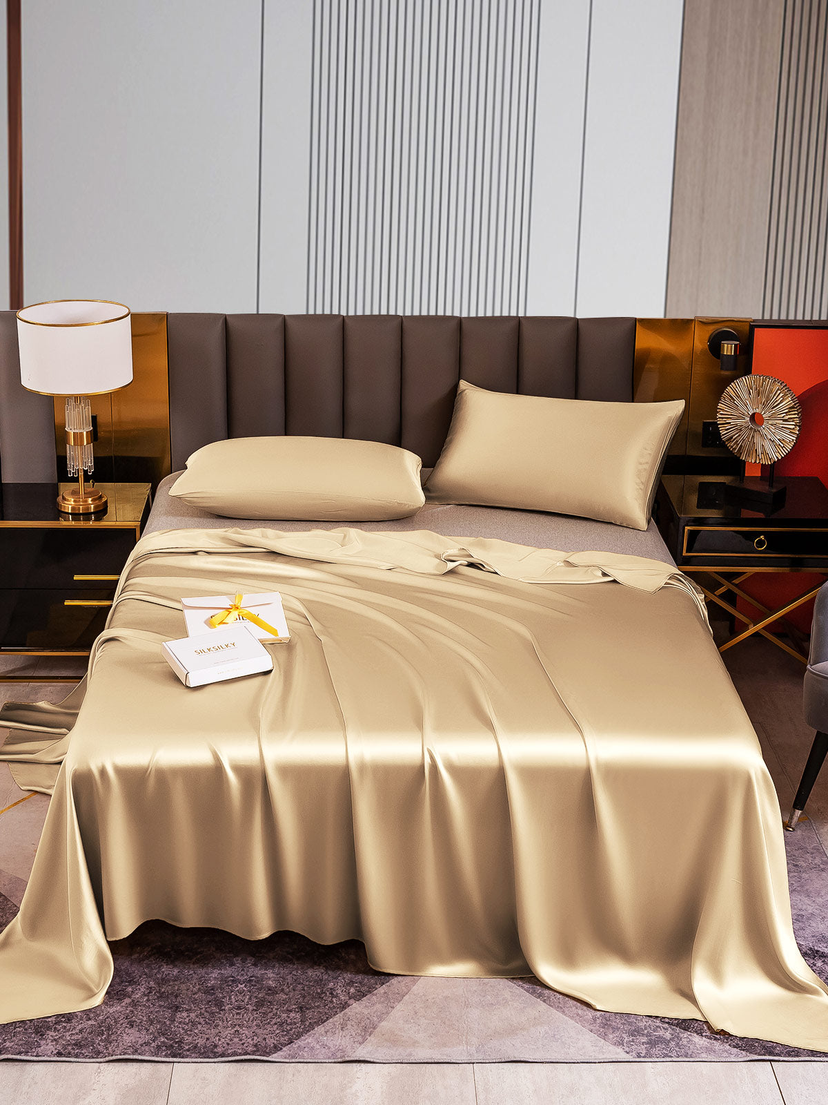 [Beige] SilkSilky-DK 22Momme Bedding Set 001