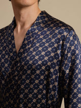 [Marine Kæde] SilkSilky-DK Long Sleeve Morgenkåbe til Mænd 004