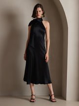 [Sort] SilkSilky-DK Sleeveless Halter Kjole 008