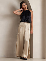 [Sort] SilkSilky-DK Sleeveless Halter T-shirt til kvinder 005