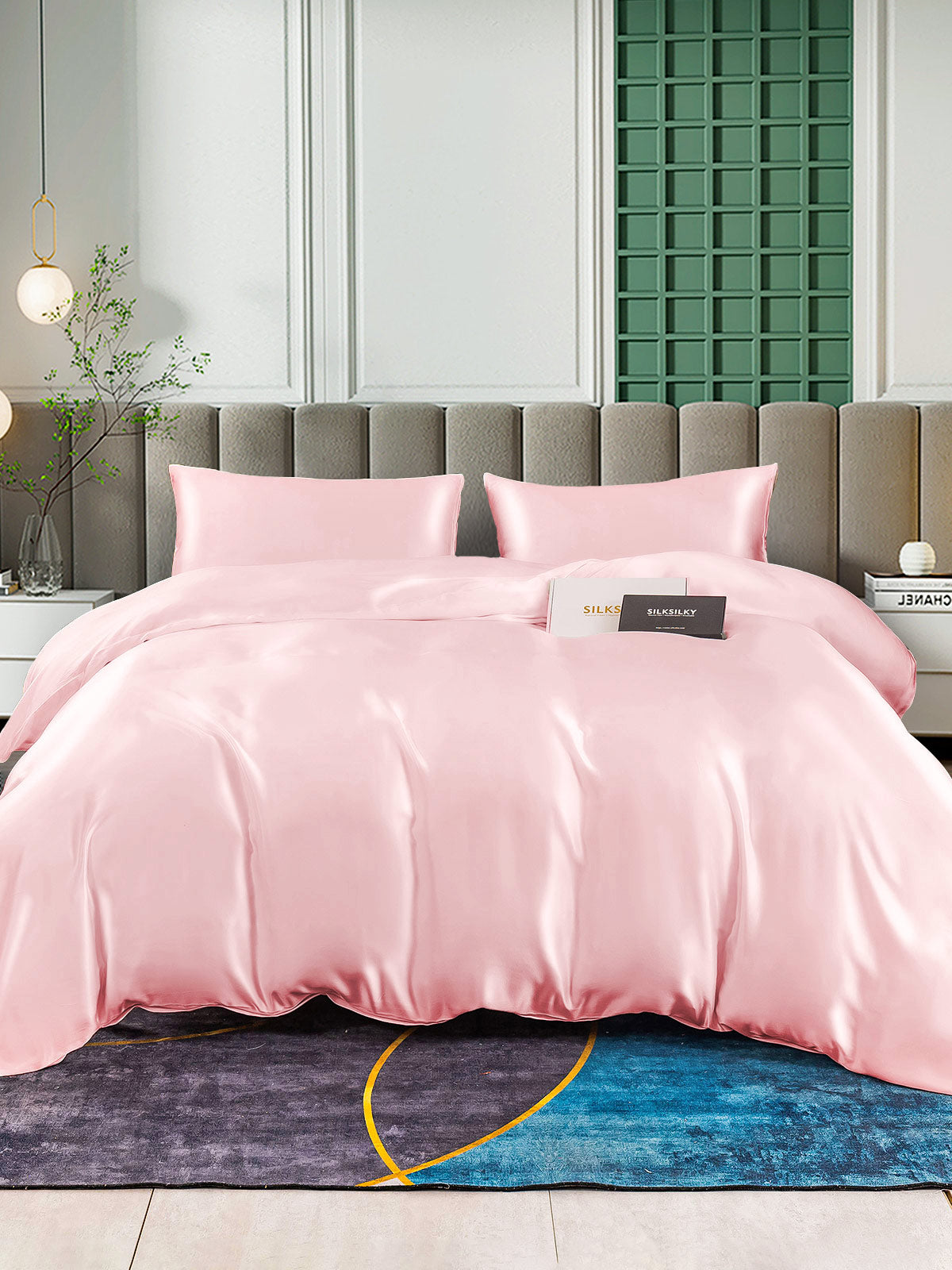 [Lyserød] SilkSilky-DK 25Momme Bedding Set 001