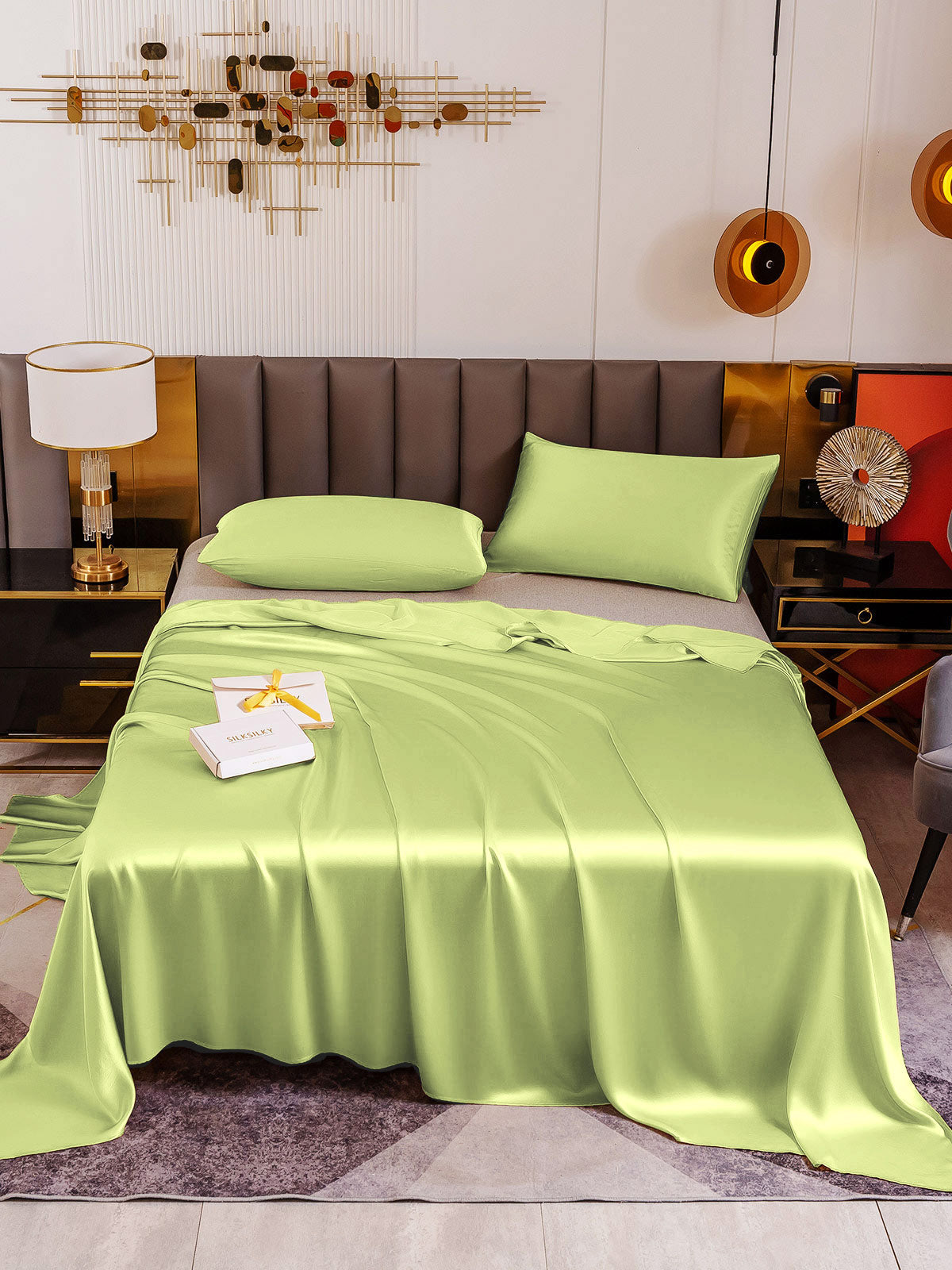 [Mintgrøn] SilkSilky-DK 19Momme Bedding Set 002
