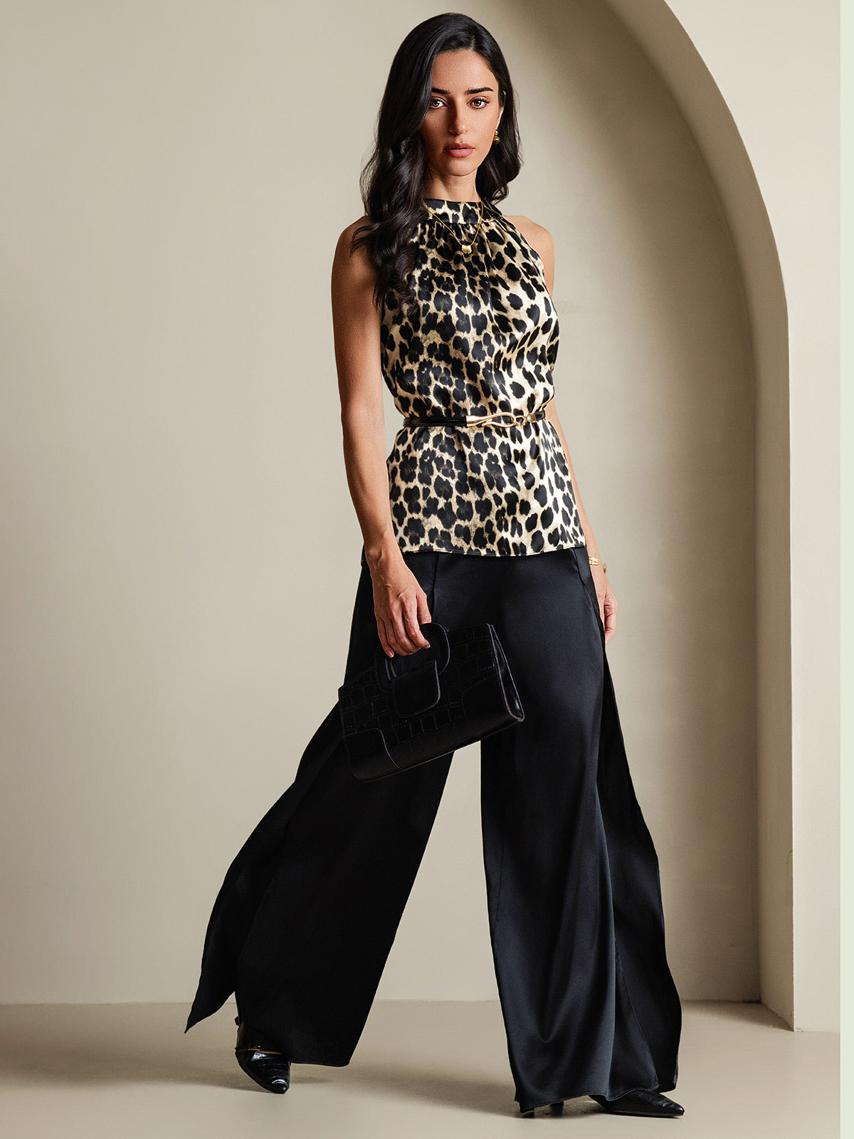 [Leopard] SilkSilky-DK 19Momme Silke Womens T-Shirt 001