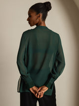 [Mørkegrøn] SilkSilky-DK Silke Womens Shirt 002