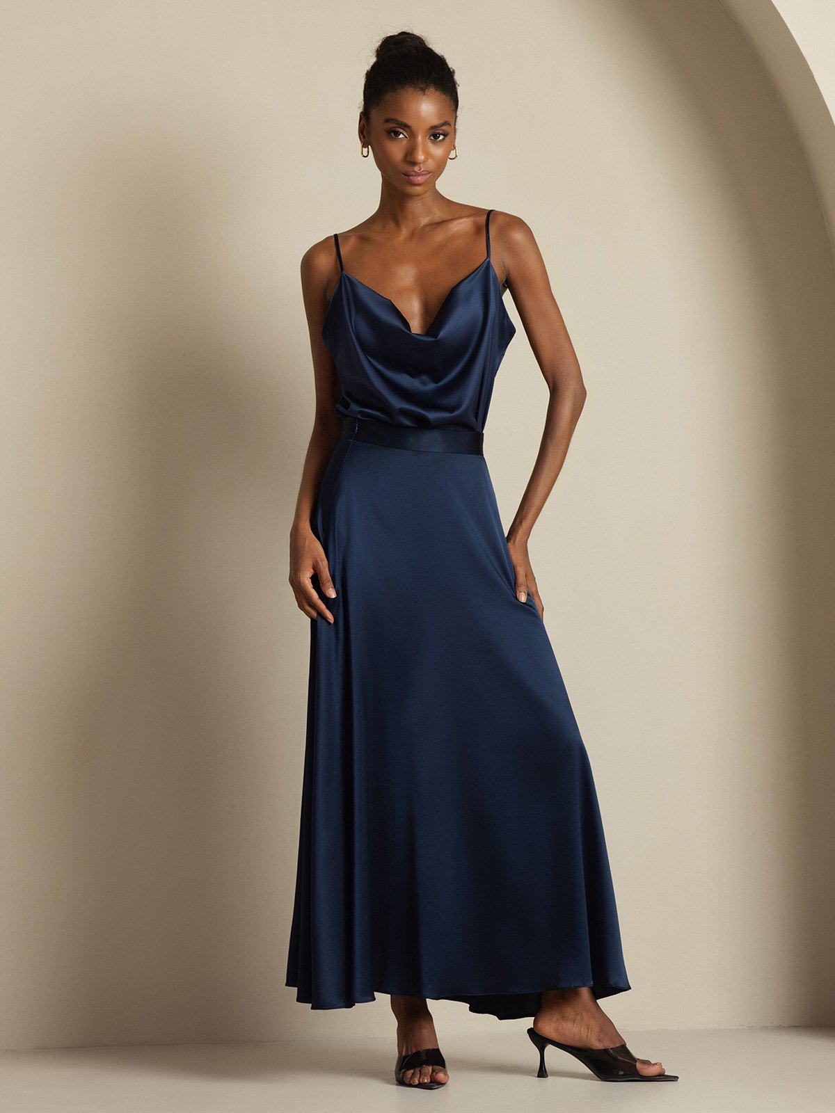 [Mørkeblå] SilkSilky-DK 19Momme Silke Womens Outfit Sets 003,