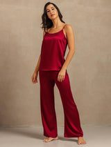 [Vin] SilkSilky-DK 19Momme Spaghetti Rem Dyb Rund Halsudskæring Camisole Sæt 006