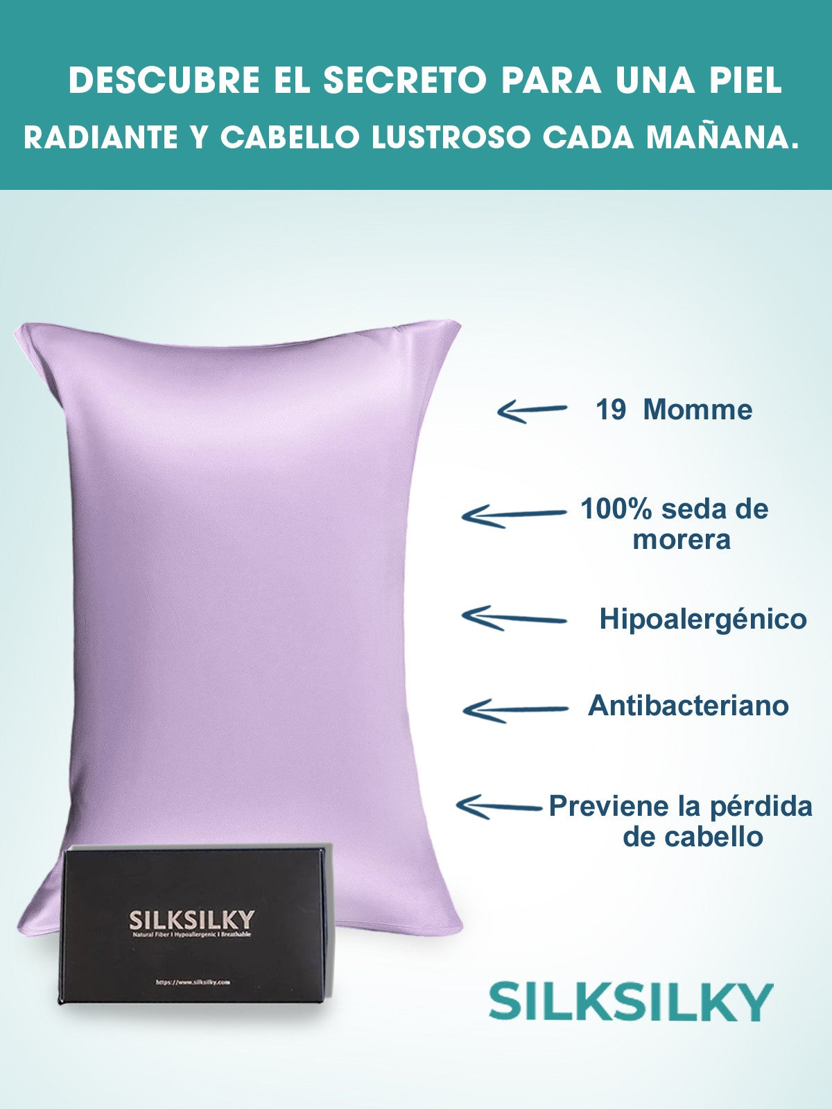 SilkSilky-DK 19Momme Pillowcase Lavendel 002