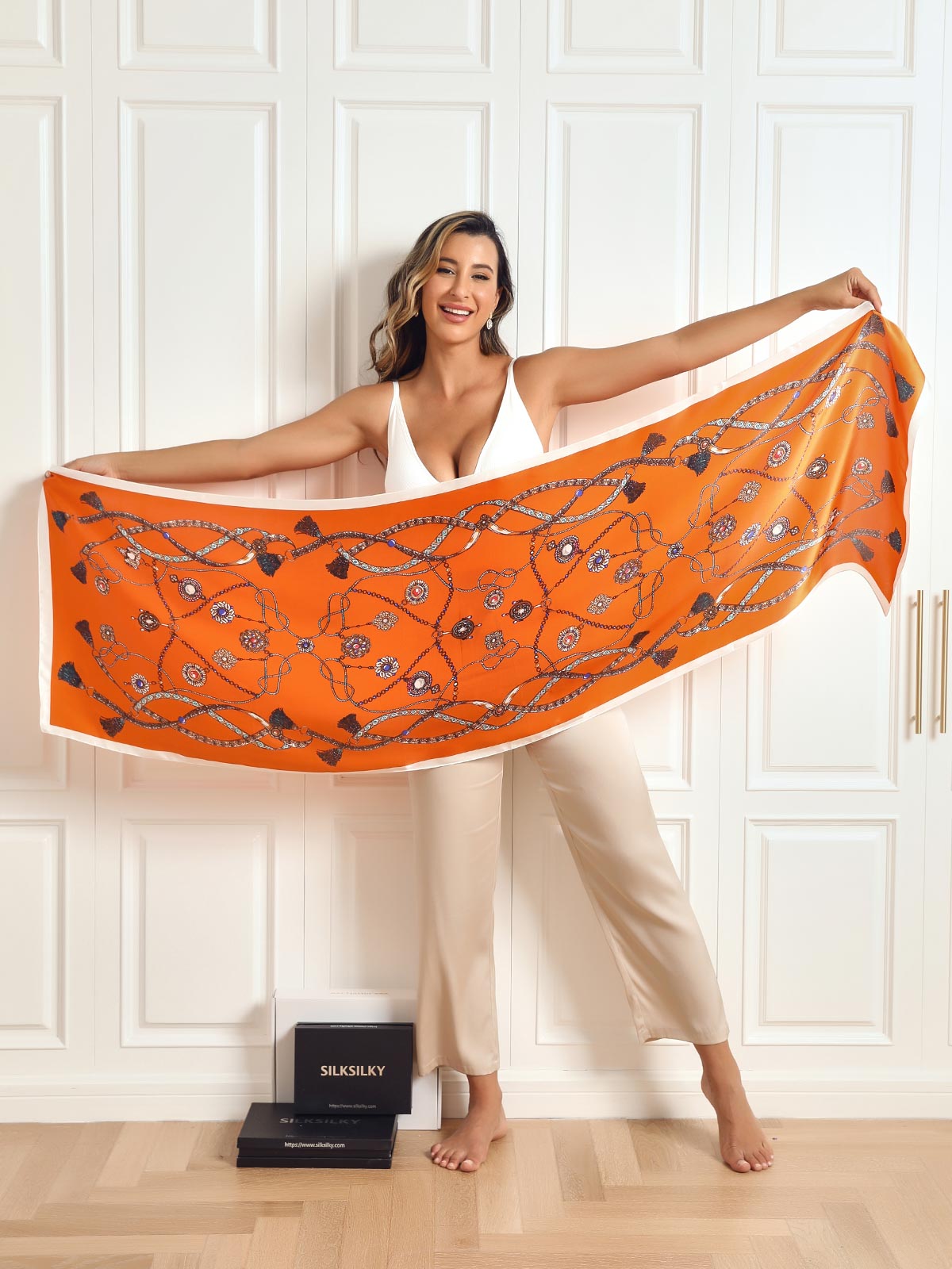 SilkSilky-DK-Pure-Silk-Scarf-Orange-006