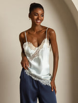 [Lyseblå] SilkSilky-DK Spaghetti Strap V Neck Camisole Top 008