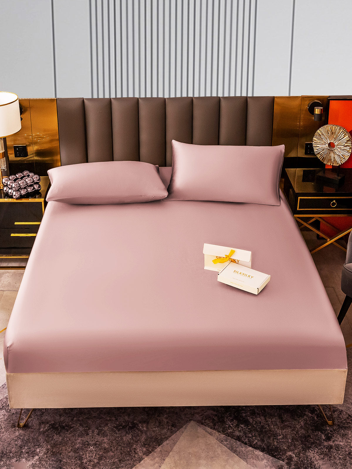 [Bleg Mauve] SilkSilky-DK 22Momme Bedding Set 001